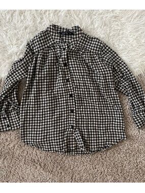 Zara Black & White Gingham Button-Up Shirt
